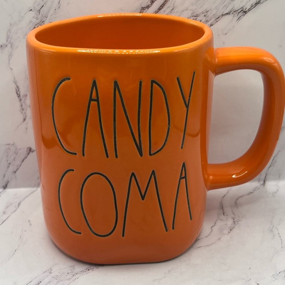 Rae Dunn Candy Coma orange mug